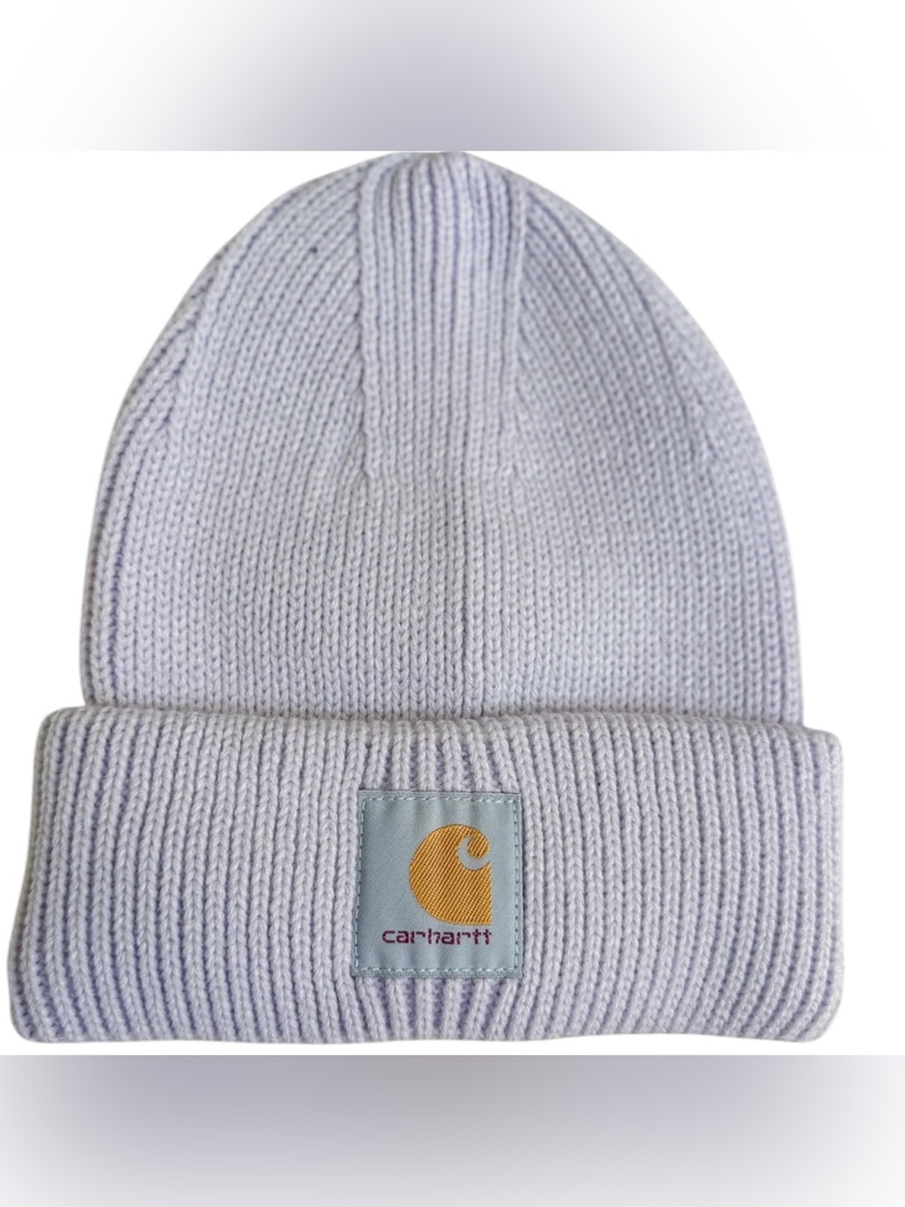 Carhartt Mica Lavender Rib Knit Beanie with Gold Logo Patch NWT